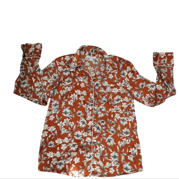 La Ligne x Target Two-Piece Pajama Set  Women's Brown Floral Lounge Set-Size S - Picture 5 of 11